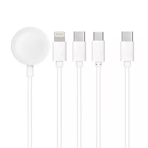 C3186 4in1 - (Type-C / Lightning, Type-C, MicroUSB, Apple Watch) fehér kábel, 2A
