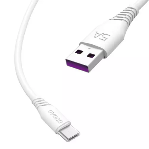 Adatkábel: DUDAO L2 - USB / TYPE-C (USB-C) fehér adatkábel, (5A) 1m
