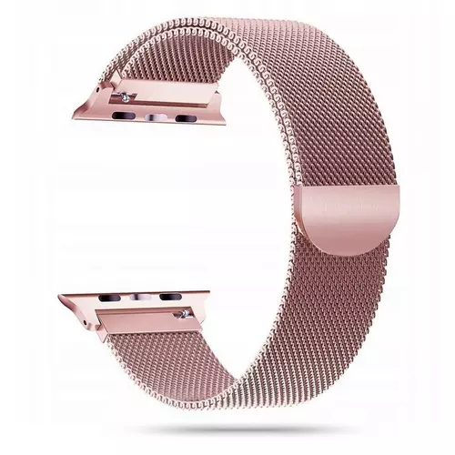 Okosóra szíj - Apple Watch 2 / 3 / 4 / 5 / 6 / 7 / 8 / 9 / SE (38/40/41 mm) - mágneses rose gold fémszíj