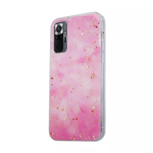 Xiaomi Redmi Note 10 Pro / Note 10 Pro Max Telefontok - Gold Glam pink - mintás műanyag hátlap tok, szilikon kerettel