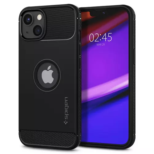 iPhone 13 mini Telefontok - SPIGEN Rugged Armor Fekete hátlap tok