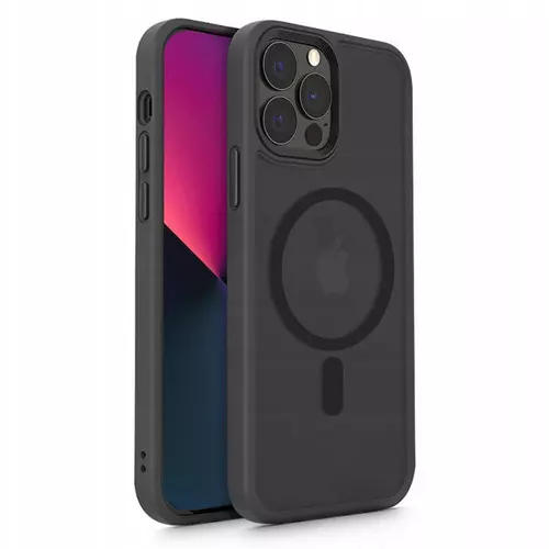 iPhone 13 Pro Telefontok - Tech-Protect Magmat MagSafe kompatibilis áttetsző műanyag hátlap tok, fekete szilikon kerettel