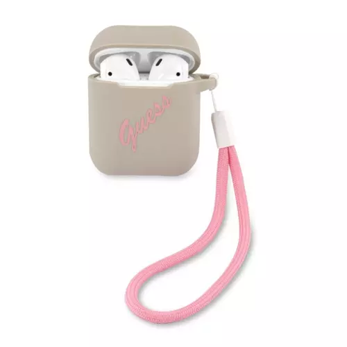 Guess Vintage Airpods 1/2 tartó: szürkésbarna szilikon tok