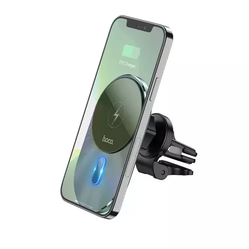 HOCO CA91 Telefontartó - MagSafe töltős, szellőzőrácsra rögzíthető fekete telefontartó + fekete Type-C (USB-C) töltő vezeték