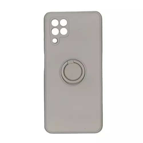 Samsung Galaxy M22 Telefontok - Grip szürke szilikon tok, kitámasztó ujjgyűrűvel