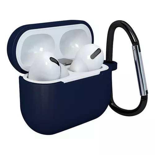 AirPods 3 tartó - kék szilikon Airpods 3 tartó fém karabinerrel