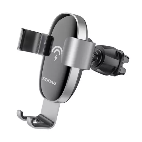 DUDAO F3Pro Telefontartó - Qi vezeték nélküli töltős, szellőzőrácsra rögzíthető fekete autós telefontartó + fekete USB/MicroUSB kábel