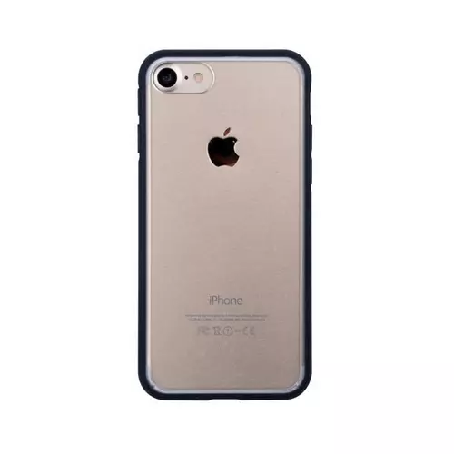 iPhone SE3 2022 Telefontok - átlátszó műanyag hátlap tok, fekete szilikon kerettel