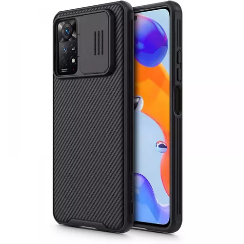 Xiaomi Redmi Note 11 Pro / Note 11 Pro 5G Telefontok - Nillkin csúsztatható kameravédős fekete hátlap tok