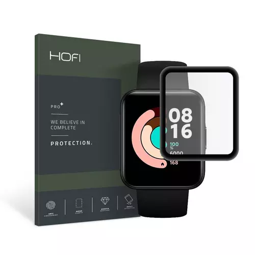 Okosóra üvegfólia - Xiaomi Redmi Watch 2 Lite - okosóra flexi üvegfólia fekete kerettel