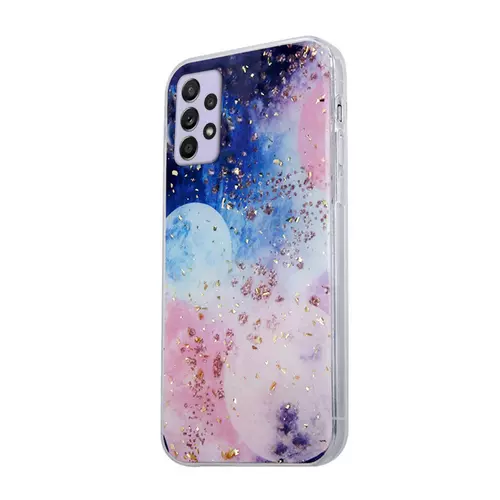 Samsung Galaxy A53 5G Telefontok - Gold Glam Galactic - mintás műanyag hátlap tok, szilikon kerettel
