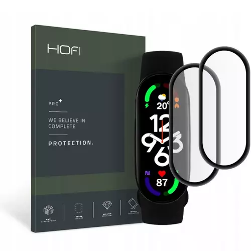 Okosóra üvegfólia - Xiaomi Mi Band 7 - okosóra flexi üvegfólia fekete kerettel (2db)