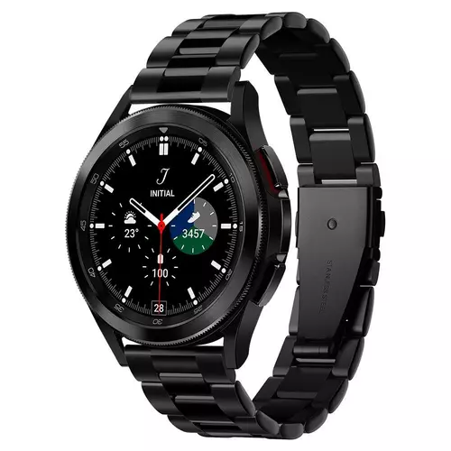 Okosóra fémszíj - Samsung Galaxy Watch 4 (40 / 42 / 44 / 46 mm) - Spigen Modern Fit fekete fémszíj (20 mm szíj szélesség)