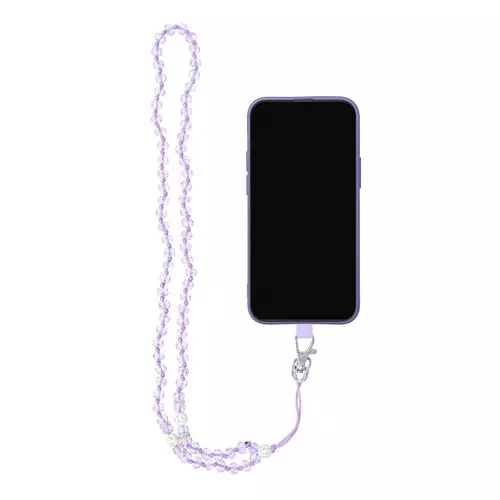 Crystal Diamond Telefontok - univerzális - tokba helyezhető nyakba akasztó - átlátszó / lila gyöngy