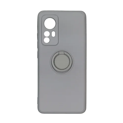 Xiaomi 12 5G Telefontok - Grip szürke szilikon tok, kitámasztó ujjgyűrűvel