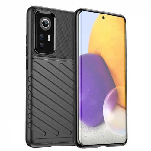 Xiaomi 12 5G Telefontok - Thunder fekete ütésálló szilikon hátlap tok