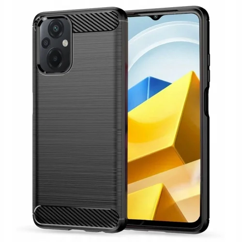Telefontok Xiaomi Poco M5 - Carbon Fiber fekete szilikon tok