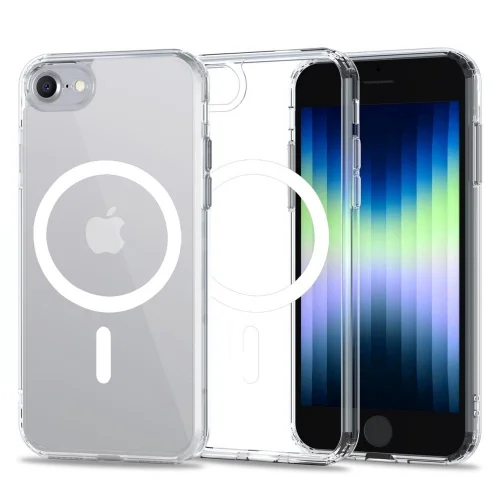 iPhone SE3 (2022) Telefontok- Tech-Protect Magmat MagSafe kompatibilis átlátszó műanyag hátlap tok, szilikon kerettel