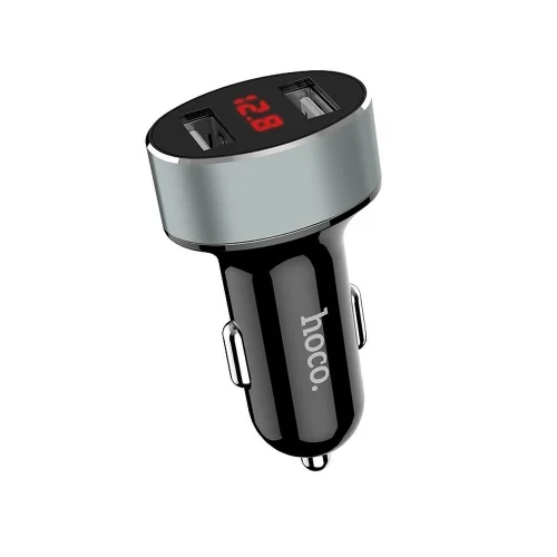 HOCO Z26 Autós töltő - fekete 2xUSB szivartöltőfej 2,1A, LED jelzővel