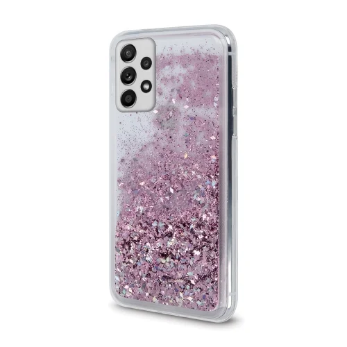 Samsung Galaxy A53 5G Telefontok - folyékony pink csillámos, átlátszó hátlap tok