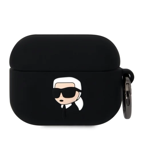 Karl Lagerfeld Airpods PRO 2 tartó - 3D Karl Head - fekete szilikon tok