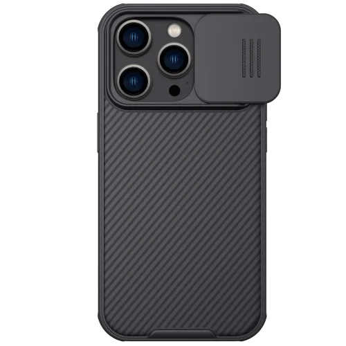 iPhone 14 Pro Max Telefontok- Nillkin csúsztatható kameravédős fekete hátlap tok