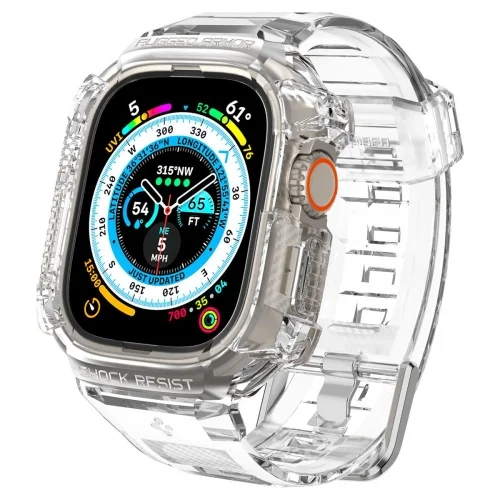 Okosóra szíj+keret - APPLE WATCH ULTRA 1 / 2 (49 MM) okosóra tok + szíj - SPIGEN RUGGED ARMOR ”PRO” CRYSTAL CLEAR
