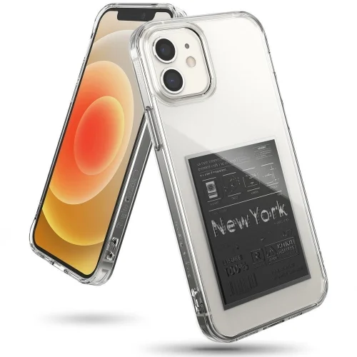 iPhone 12 mini Telefontok- Ringke Fusion X New York Label - mintás/átlátszó ütésálló hátlap tok