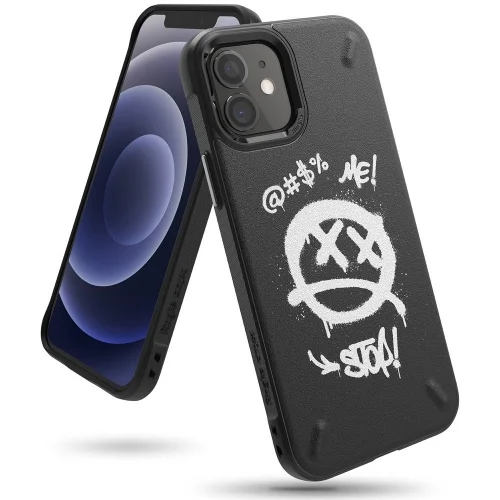 iPhone 12 mini Telefontok - Ringke Onyx Graffiti - fekete/mintás ütésálló hátlap tok
