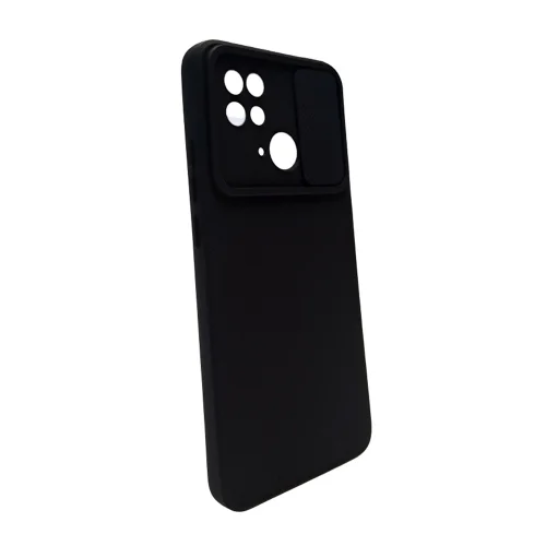 Xiaomi Redmi 10C Telefontok - Slider csúsztatható kameravédős fekete szilikon hátlap tok