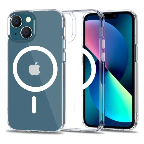iPhone 13 Telefontok - Tech-Protect Magmat MagSafe kompatibilis átlátszó műanyag hátlap tok, szilikon kerettel