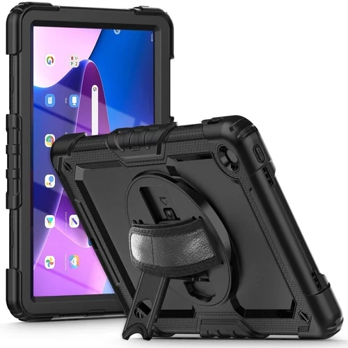 Lenovo Tab M10 Plus 10,6 coll Tablettok (3. gen, TB125FU, TB128XU) - SOLID360 ütésálló, kitámasztható, fekete tablet tok