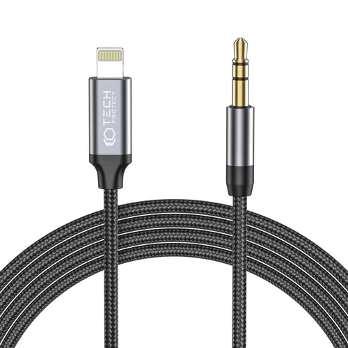 TECH-PROTECT ULTRABOOST Adapter Lightning - Jack (3,5mm) adapter fekete, 1m