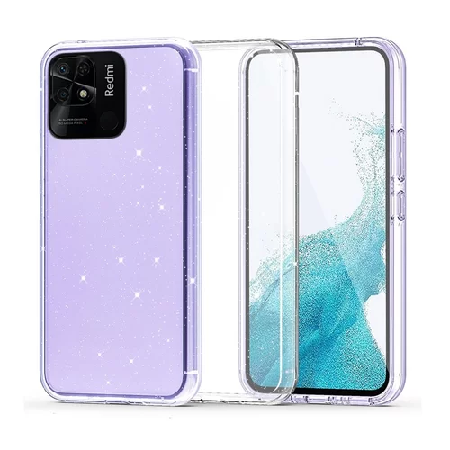 Xiaomi Poco C40 Telefontok - Glitter - átlátszó csillámos műanyag hátlap tok, szilikon kerettel