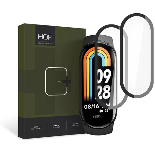 Védőfólia - Xiaomi Mi Band 8 / 8 NFC okosóra fólia - HOFI Glass Pro+ fólia fekete kerettel (2 db)