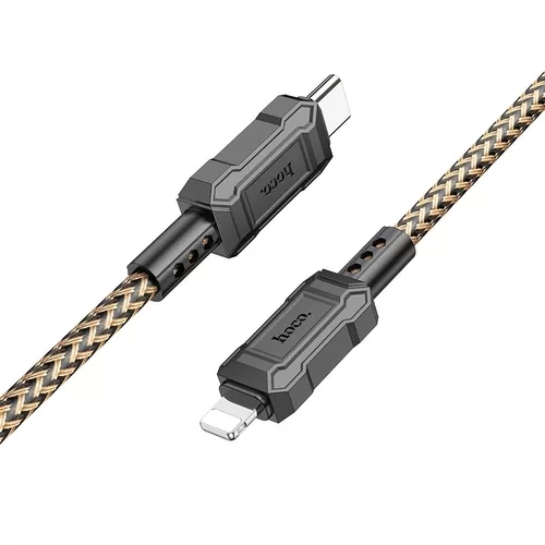 HOCO X94 Kábel - Lightning / Type-C (USB-C) fekete/arany szövet gyorstöltő kábel 1m, 2,4A