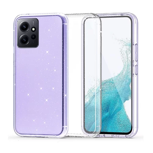 Xiaomi Redmi Note 12 4G Telefontok - Glitter - átlátszó csillámos műanyag hátlap tok, szilikon kerettel