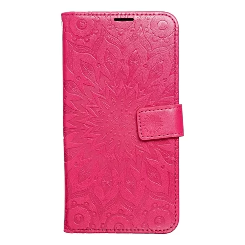iPhone 15 Plus Telefontok - MEZZO mandala mintás magenta mágneses szilikon keretes könyvtok