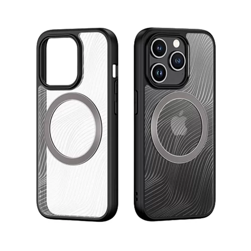 iPhone 15 Pro Telefontok - DUX DUCIS Aimo Mag - MagSafe kompatibilis átlátszó hátlap tok, fekete kerettel