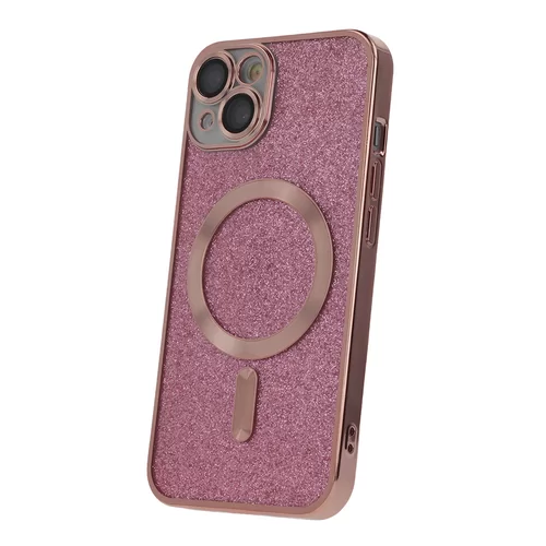 iPhone 14 Pro Telefontok - Glitter Chrome - MagSafe kompatibilis pink / átlátszó szilikon tok