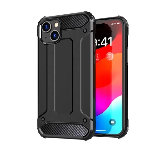 iPhone 15 Telefontok - Defender II fekete ütésálló hátlap tok