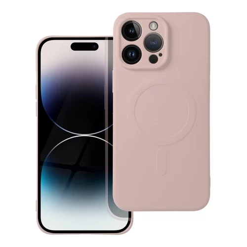 iPhone 15 Pro Max Telefontok - MagSafe kompatibilis púder pink szilikon hátlap tok