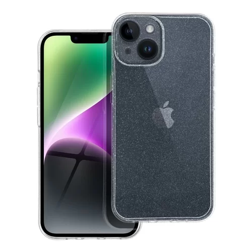 Telefontok iPhone 15 Plus - Glitter - átlátszó csillámos műanyag hátlap tok, szilikon kerettel