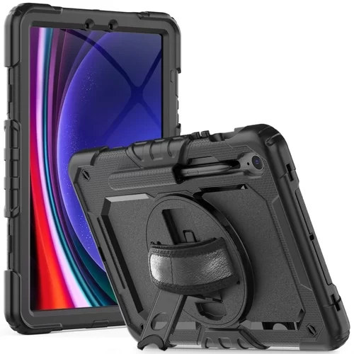Samsung Galaxy Tab S9 FE 10,9 coll Tablettok (SM-X510, SM-X516) - SOLID360 ütésálló, kitámasztható, fekete tablet tok