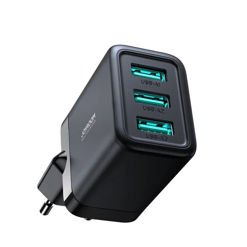 Joyroom TCN02 Hálózati töltő - 3xUSB porttal, hálózati töltő, fekete, 3,4A