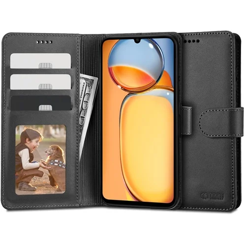 Xiaomi Redmi 13C Telefontok - fekete ráhajtófüles bőr könyvtok
