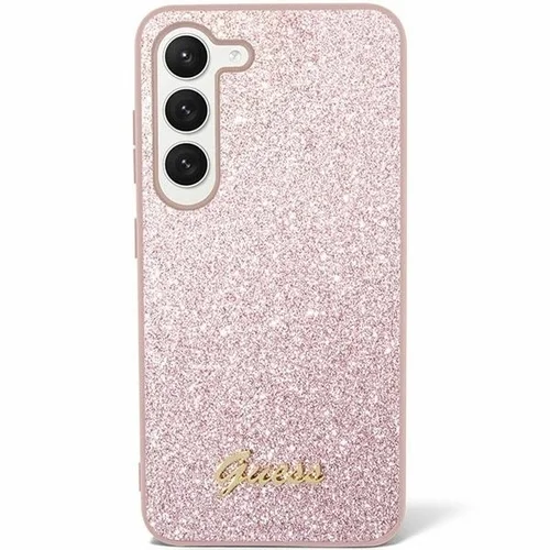Samsung Galaxy S24 Telefontok - Guess Glitter Script Hátlaptok - Pink