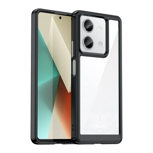 Xiaomi Redmi Note 13 5G Telefontok - átlátszó hátlap tok, fekete szilikon kerettel