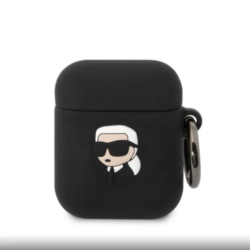 Karl Lagerfeld Karl Head Airpods 1/2 tartó- fekete szilikon tok