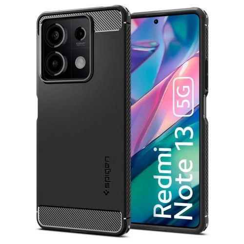 Telefontok Xiaomi Redmi Note 13 5G - SPIGEN Rugged Armor - matt fekete hátlap tok